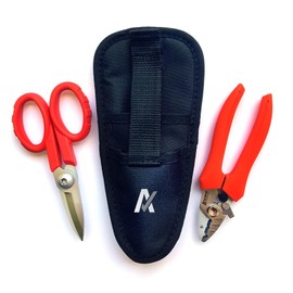 Ascend Tools SFO-80353-2B Fiber Optic Cable Stripper and Kevlar Shears Kit for Cable Splicing, Cable Preparation, Strip Jacket, Buffer and Cladding from Fiber Core, Compact, Belt Pouch for Technicians