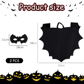 Halloween disfraz de murciélago – set completo de accesorios con capa y antifaz, ideal para niños y adultos, perfecto para cosplay y fiestas temáticas, disfraz cómodo y ligero para Halloween (Adultos)