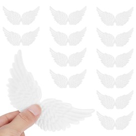 18PCS White Fabric Angel Wings for Crafts, 5.3inch Soft Angel Fabric Wings, Wing Applique Patches for DIY Projects Making Clothes Backpack Scrapbooking Decor & Party Christmas Ornaments Accessories