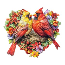 Jigfoxy Wooden Puzzle for Adults, Cardinal Jigsaw Puzzles for Adult, Unique Animal Shape Wood Cut Puzzles, Christmas Thanksgiving Gifts for Friends Family (L-13.4 * 11.6in-260pcs)