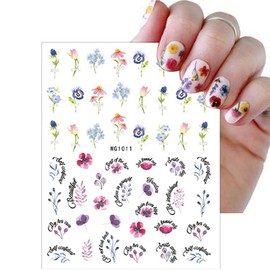 6 Sheets Spring Summer Flower Nail Art Stickers Decals 3D Self Adhesive Daisy Blossoms Nail Design Floral Nail Decals for Women Girls DIY Manicure Tips Flowers Nail Decorations Accessories Supply