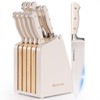 Astercook Knife Set, Kitchen Knife Set with Block and Sharpener,