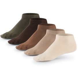 Mat & Vic's Mens Liner Ankle Socks (10 Pair Pack) Cotton Classic Comfortable Breathable (UK '6-9 / EU 39-42, Earth Colours - Brown)