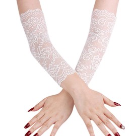 QCHOMEE UV Protection Arm Cover, Women's Gloves, Fingerless, Lace Long Gloves, Thin, Arm Cover, Sun Protection, Anti-UV, Anti-stuffy, Arm Cover, Stylish, Driving Gloves, Outdoor Activities, Bicycle,