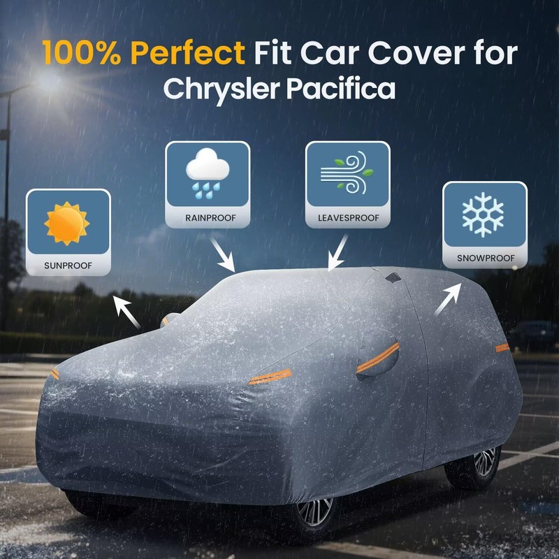 Minivan Car Cover for Chrysler Pacifica 100% Waterproof All Weather,