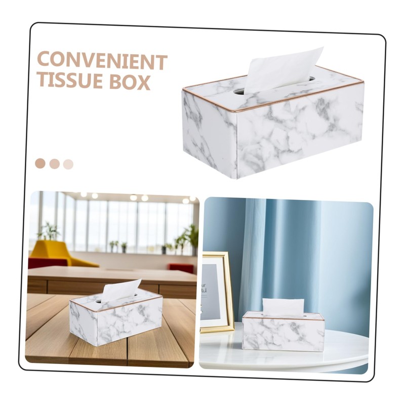 WOONEKY Luxury Marble Pattern Tissue Holder Modern Napkin Organizer for