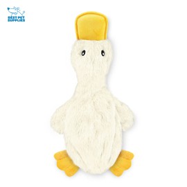 Best Pet Supplies Crinkle Dog Toy for Small, Medium, and Large Breeds, Cute No Stuffing Duck with Soft Squeaker, Fun for Indoor Puppies and Senior Pups, Plush No Mess Chew and Play - White