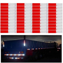 Z-oneMart 40Pcs Reflective Tape Red White Self Adhesive Outdoor Waterproof Reflector Tape 2" X 12" Dot Reflector Sticker Safety Warning Tape for Cars, Trucks, Trailers, Boats, Road Signs