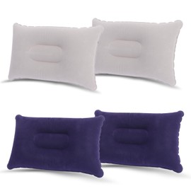 4Pcs Inflatable Pillows for Camping,Ultra-light Portable Camping Pillows for Adults Soft Pvc Flocked Surface Blow Up Pillow for Traveling Hiking Beach Back Lumbar Support Pillow for Office Fishing