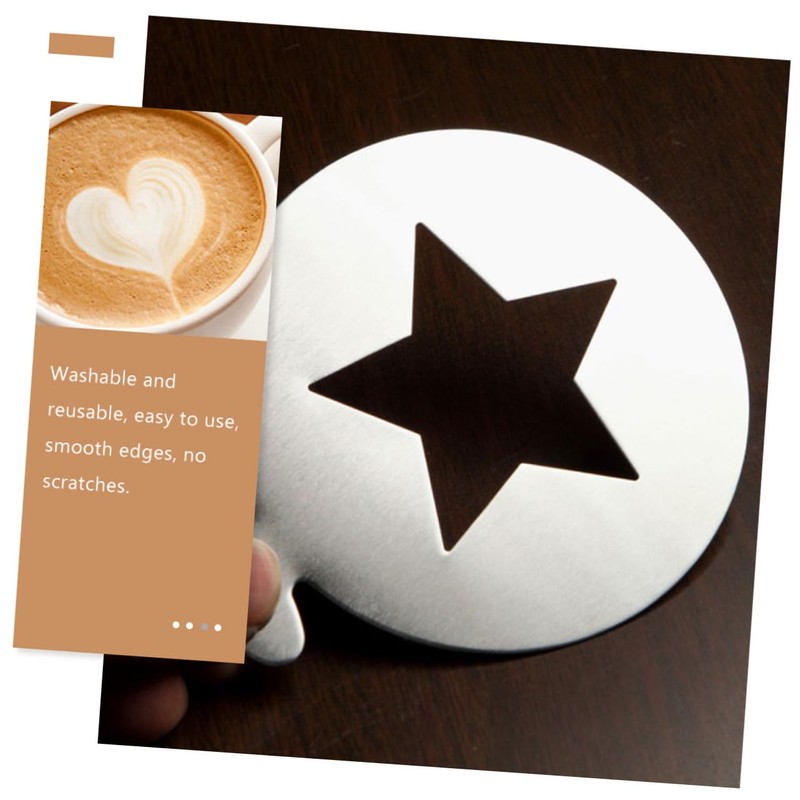 SHOWERORO Stainless Latte Art Molds Heart Star Stencils Latte Coffee