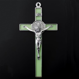 Glow in the Dark Saint Benedict Crucifix | Patron Saint of Students | Catholic Wall Decoration | Spiritual Protection | Great Gift for First Holy Communion and Confirmation | Made in Italy