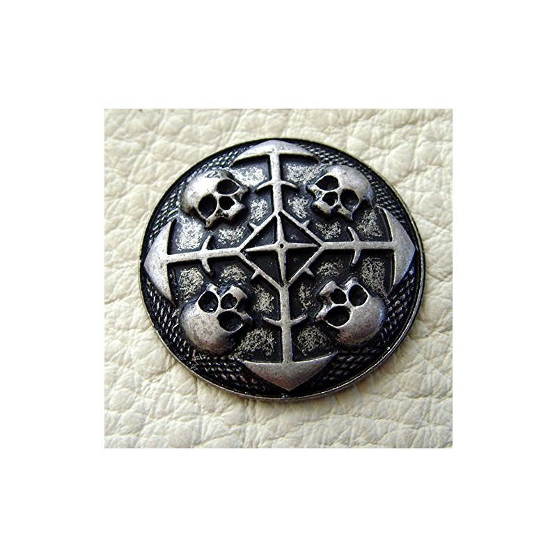 Leather Biker Wallet Circle of Skull with Chain and Belt