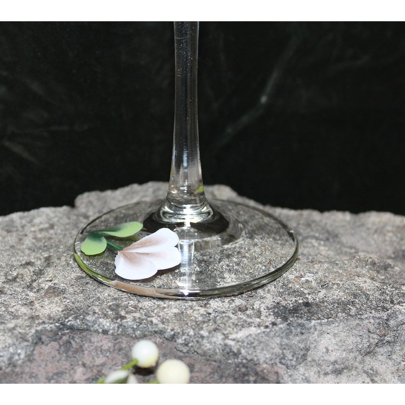 Hand Painted Wine Glasses - White Magnolia (Set of 2)