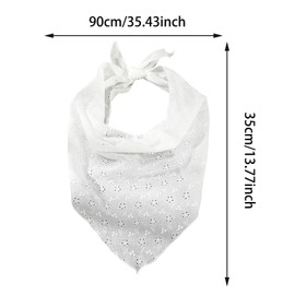 Qusmeiyici Hair Bandanas for Women, White Head Scarf Headband Flower Print Hairband Boho Triangle Bandana Scarf Hair Accessories for Women Girls