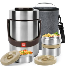 Spoilu Thermo for Hot Food & Soup 67 Oz, 3-Layer Sealed Stackable Insulated Food Container with Lunch Bag, Ideal for Daily Office Meals, School Lunches and Outdoor Dining