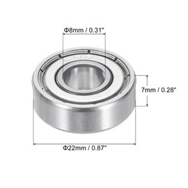 PATIKIL 8x22x7mm Skateboard Bearing, 8 Pack 608ZZ Steel Ball Bearings Double Rubber Sealed Shielded Miniature for Scooters Roller Skates, Silver