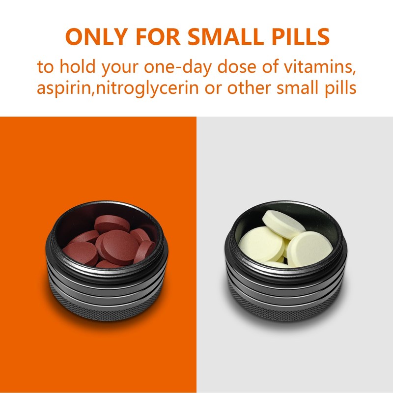 Small Pill Box, Portable Daily Box, Aluminium Alloy Round Container