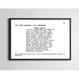 WALL STREET Screenplay POSTER! (up to 24" x 36") - Movie - Film - Script - Greed is Good - Gordon Gekko - Charlie Sheen - Michael Douglas