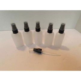 Classic 10 Pack - 2oz Classic Oval Bottle Natural HDPE Black Spray Top - US Seller