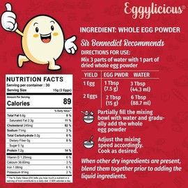 Eggylicious Egg Whole Powder, Dried Natural Protein Powder, Made from Fresh Eggs, Pasteurized,Non-GMO, No Additives,1lbs(16oz)