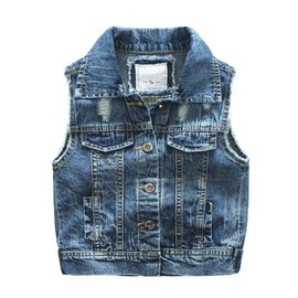 Motteecity Fashion Boys Casual Ripped Denim Stylish Sleeveless Jacket Vest 3T