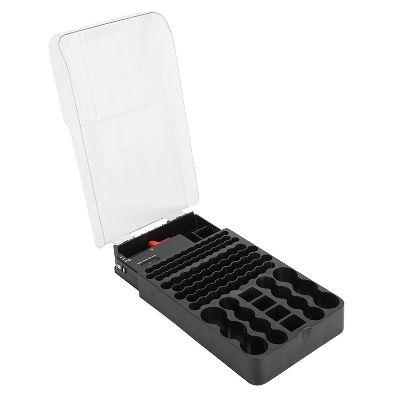 Multi Functional 104 Grids 3 Lights Battery Storage Case Organizer