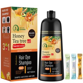 ZENITHGLO Black Hair Dye Shampoo 3 in 1 for Women & Men 100% Gray Hair Coverage - Herbal Ingredients Natural Plant Hair Color - Hair Dye in Minutes 17.6 Fl Oz