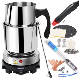 Hehinton Double Boiler Wax Melting Pot, Professional Water Heating Warming Pots for Candle Making, Wax Melter Making Kit for Beginners, DIY Kit with Electric Hot Plate, Heat Gun, Thermometer