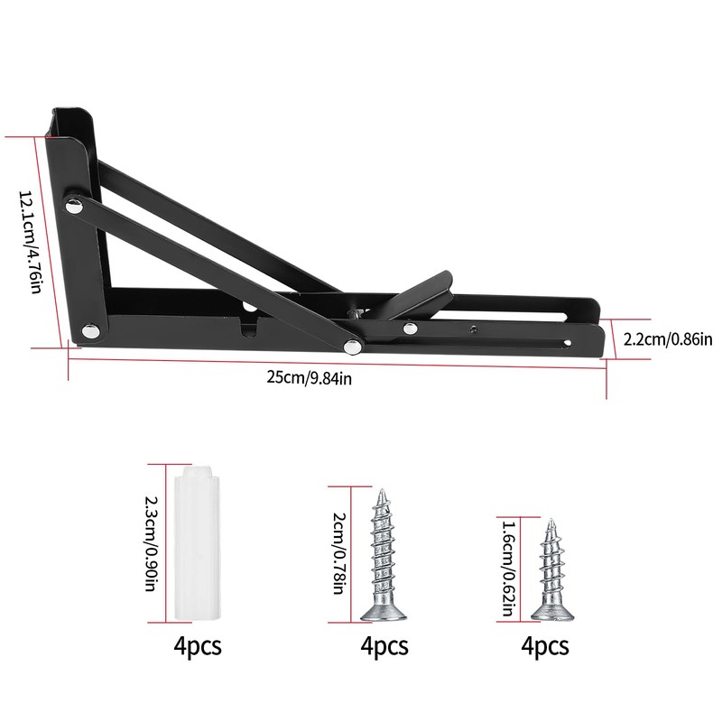 Folding Console, Heavy Duty Hinges Foldable, Angle Shelf Brackets, Iron