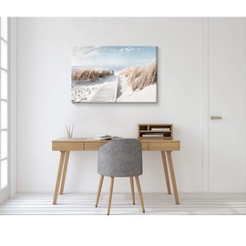 Beach Canvas Wall Art Prints: Coastal Seascape Picture Road to Beach Artwork Painting on Canvas for Living Room (45'' x 30'' x 1 Panel)