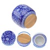 CIYODO Ceramic Tea Canister with Wooden Lid Airtight Sealed Tea