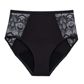 THINX Ultra-Soft Period Underwear, Hi-Waist Leakproof Underwear for Women, Holds Up to 12 Regular Tampons, FSA HSA Approved Period Panties, Reusable, Comfortable, & Flexible, Black with Lace, S
