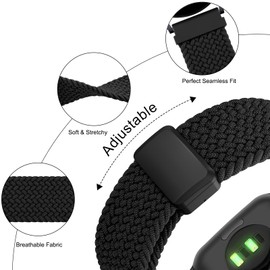 TEWIN Braided Watch Bands, 20mm 22mm Quick Release Elastic Braided Magnetic Buckle Watch Strap for Women Men (Black, 20mm)