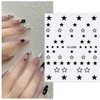CHANGAR 6 Sheets Starlight Nail Stickers Black White Star Bow