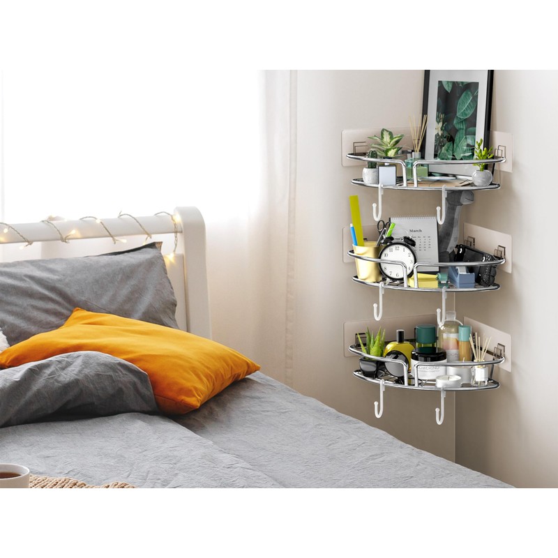 Simple Houseware Bathroom Adhesive Wall Mount Single-Tier Corner Shelf Shower
