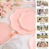 60pcs Pink Plastic Plates with Gold Rim Heavy Duty Scalloped