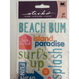 Sticko Autocollant Beach Bum Splash Fun Ahead Seaside Waves Sun Tan Scrapbooking