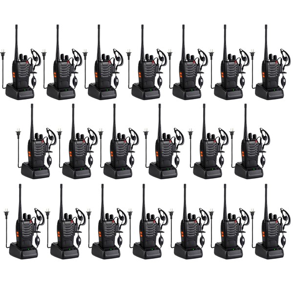 Baofeng Walkie Talkies 888S Rechargeable Long Range with Earpieces for