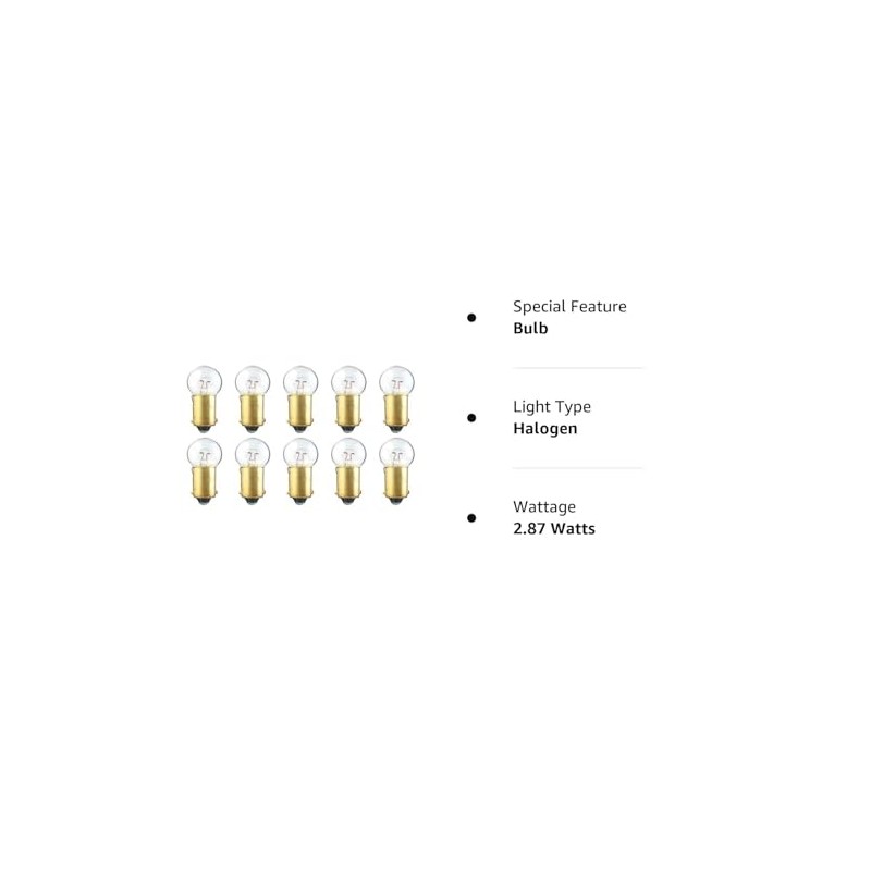 CEC Industries #55 Bulbs, 7 V, 2.87 W, BA9s Base,