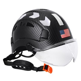Carbon Fiber Hard Hat with Visor - Vented Hard Hats Construction OSHA Approved,Carbon Fiber Pattern Custom Hard Hat with Chin Strap Ratchet,6-Pt Safety Helmets Cascos De Construccion Fibra Aolamegs