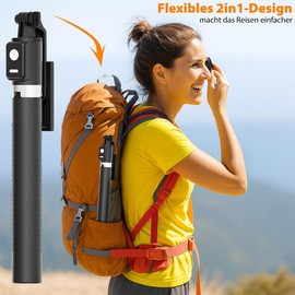 Somikon Selfie Sticks mit Stativ: 2er-Set Smartphone-Selfie-Stativ, bis 170 cm, Bluetooth-Fernauslöser (2in1 Smartphone, Sticks Bluetooth)