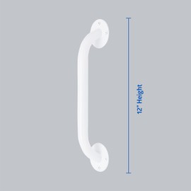 Medline White 12” Grab Bar for Shower & Bathtub, Independence Aid & Ease of Movement — for Elderly, Handicapped or Seniors, 300 lb. Capacity, 1 Bar