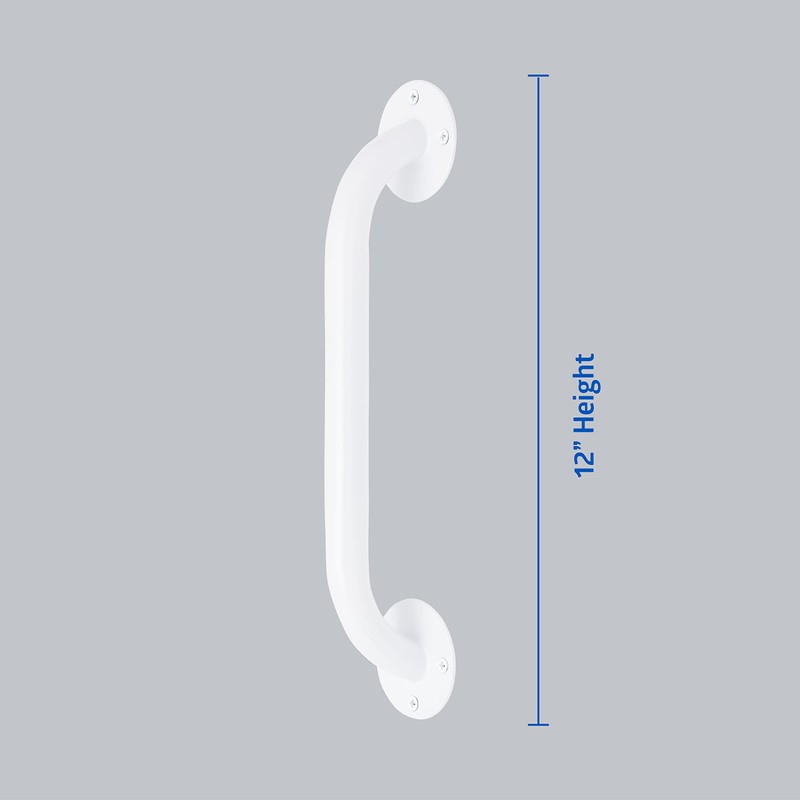 Medline White 12” Grab Bar for Shower & Bathtub, Independence