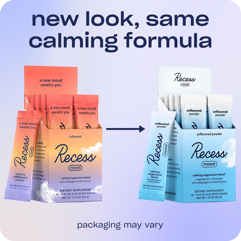 Recess Recess Mood Powder, Calming Magnesium L-Threonate Blend with Passion
