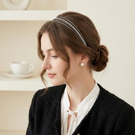 2PCS Simple Thin Multi-Layer Silver Headbands