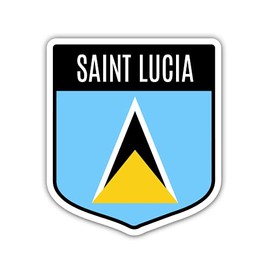 Squiddy Saint Lucia Flag Shield - Vinyl Sticker Decal for Phone, Laptop, Water Bottle (3" high)
