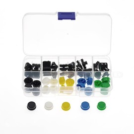 Total 50pcs 25pcs Button 25pcs Cap 12x12x7.3 mm Tact Tactile Push Button Momentary SMD PCB Switch with Cap