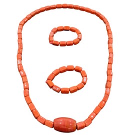 Original Coral Beads Necklace And Coral Bead Bracelet, Igbo bead African jewelry
