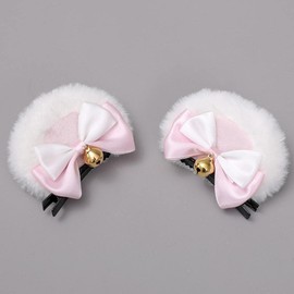 [kuroobaa] Bear Ears, Beast Ears, Chemomimi Pin, Headband, Comes with Bell, MoE, Costume Cosplay, Headdress (White)