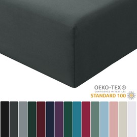 RUIKASI Fitted Sheet 90 x 200 cm Grey Bed Sheet - Fitted Sheet 90 x 200 cm Duvet Cover, Microfibre Bed Sheet Cover 90 x 200 cm Anthracite 30 cm Deep Pocket, Bed Fitted Sheet Bed Sheet